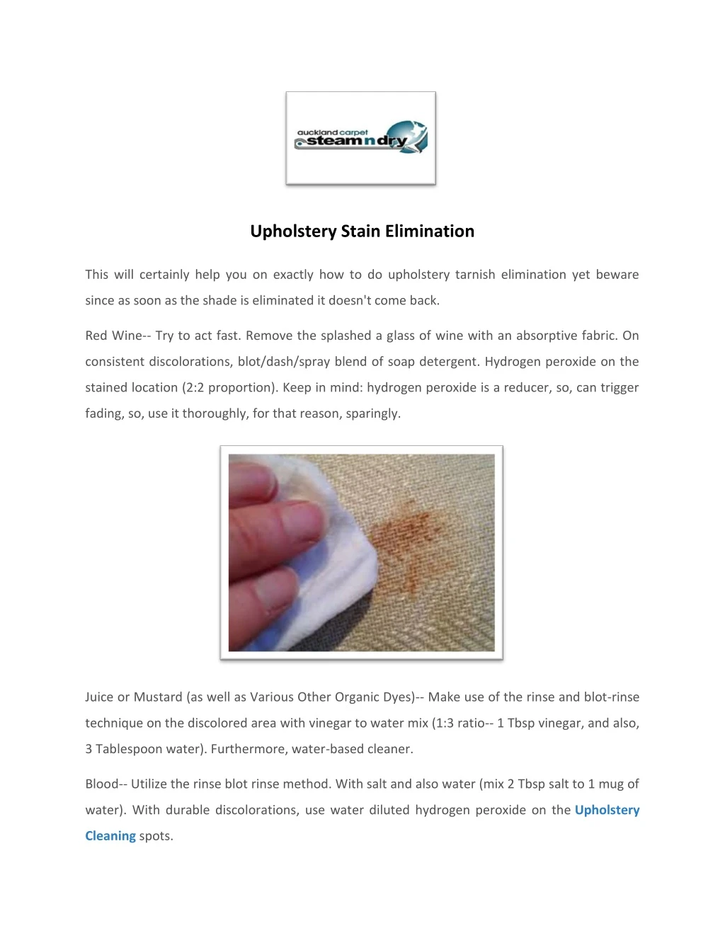 upholstery stain elimination