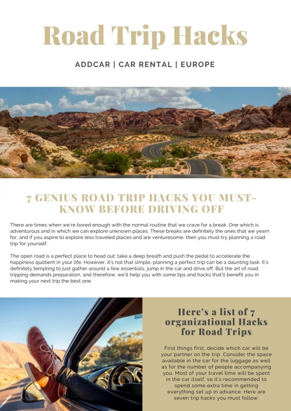 addCar: 7 Genius Road Trip Hacks You must-know before driving off!
