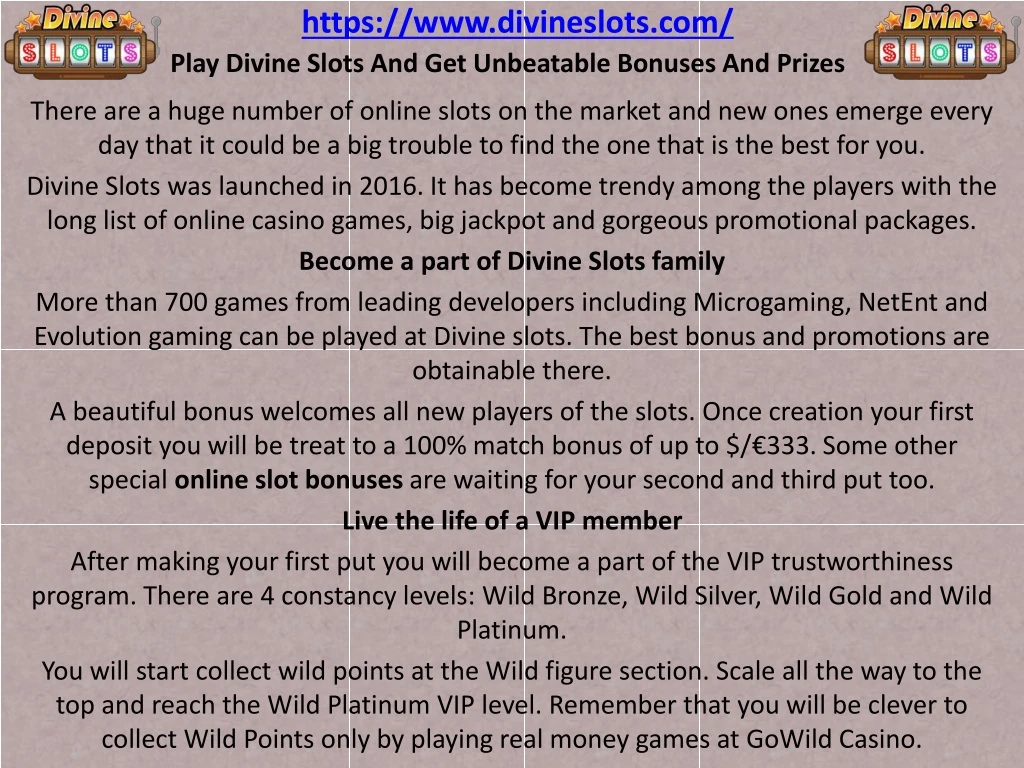 play divine slots and get unbeatable bonuses