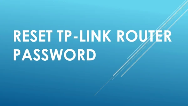 How Reset TP-Link Router Password