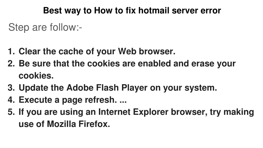best way to how to fix hotmail server error