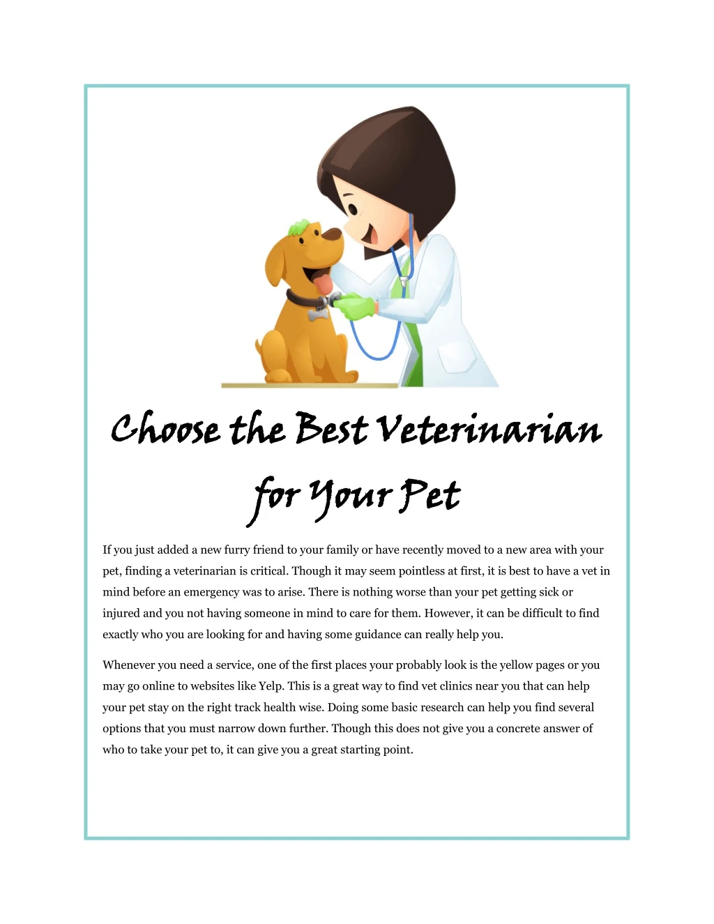 choose the best veterinarian for your pet