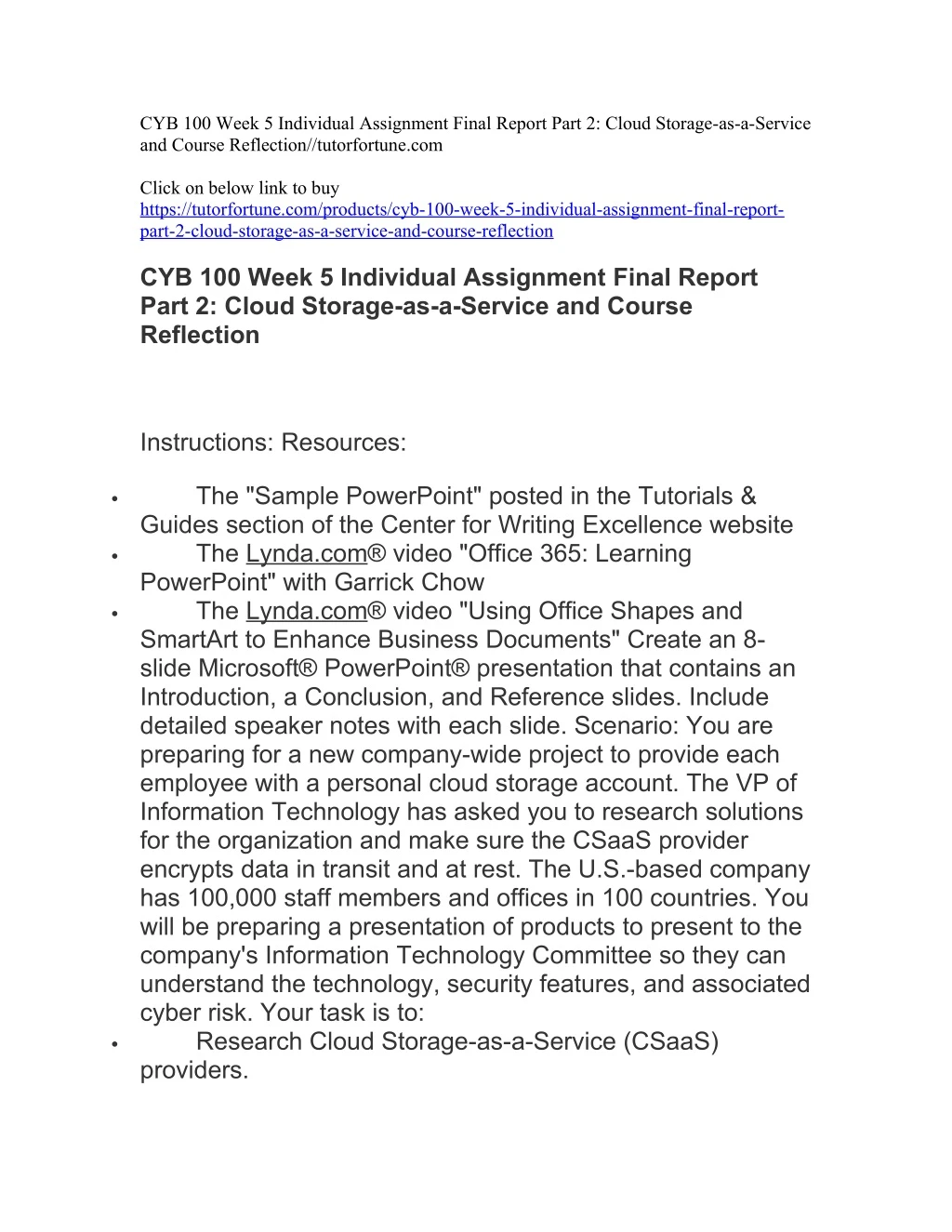 cyb 100 week 5 individual assignment final report