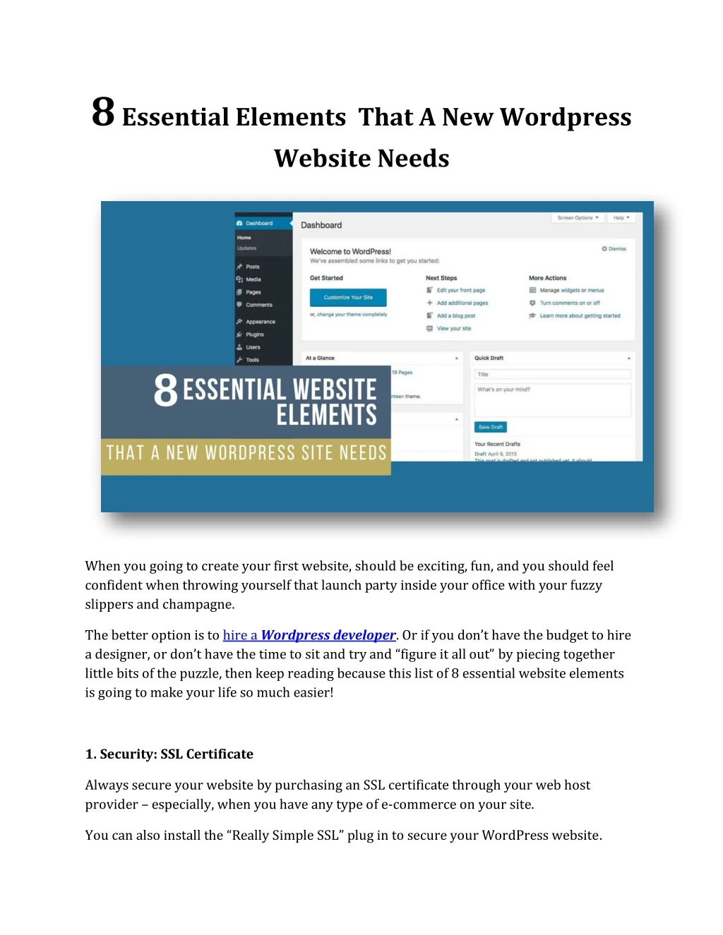8 essential elements that a new wordpress website