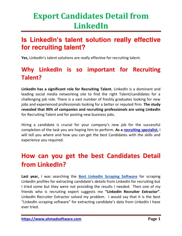 Export Candidates Detail from LinkedIn in 2019