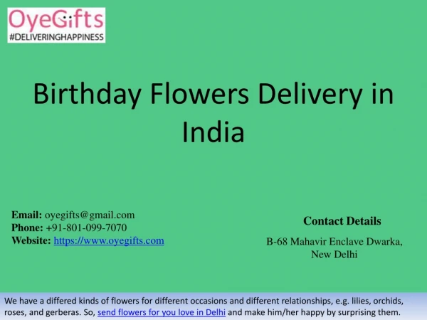 Send Happy Birthday Flowers to India - OyeGifts