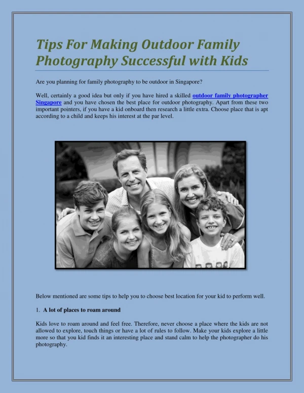 Tips For Making Outdoor Family Photography Successful with Kids