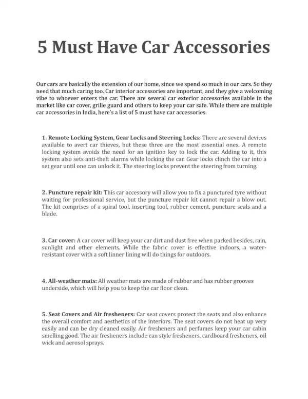 5 Must Have Car Accessories