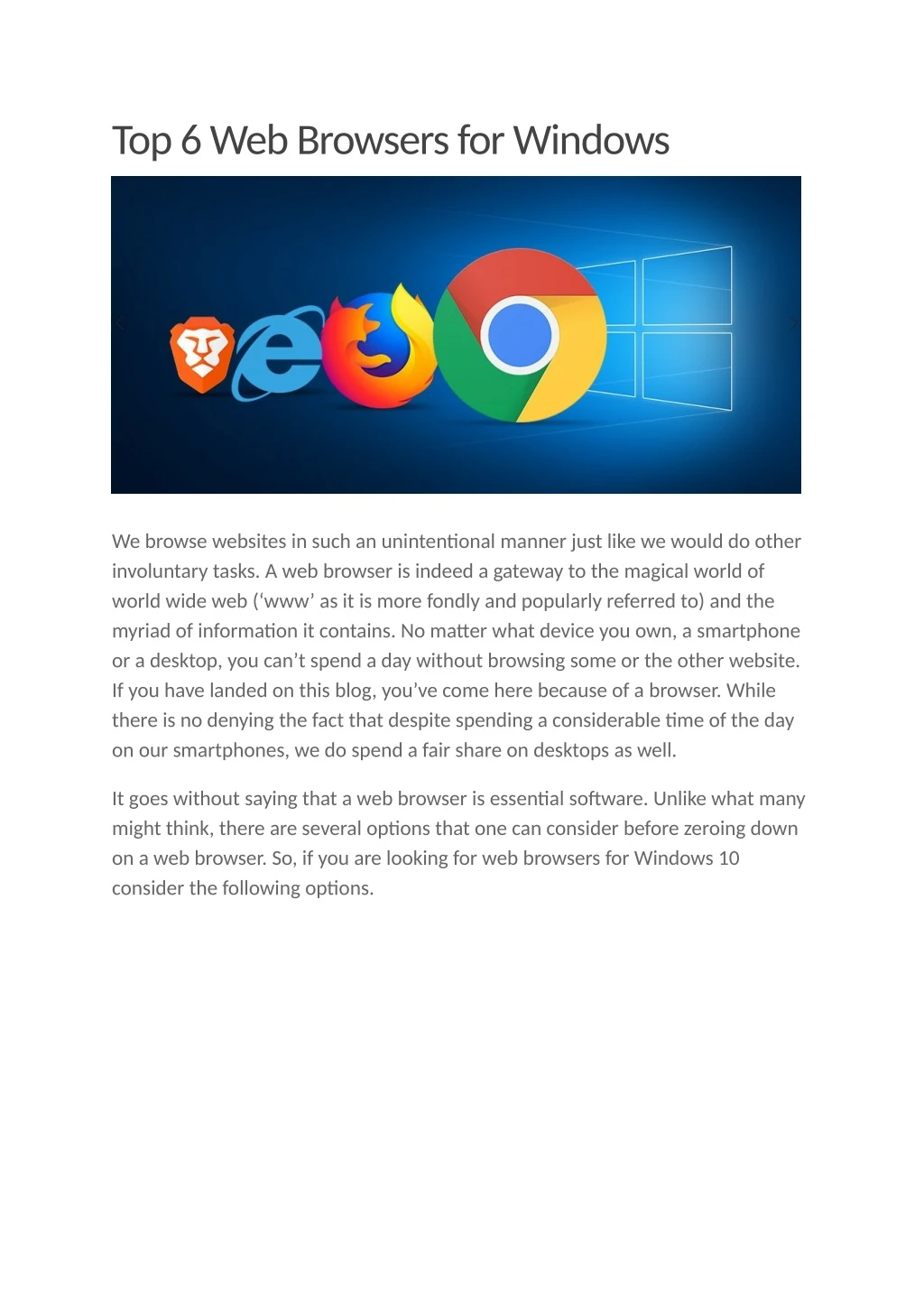 top 6 web browsers for windows