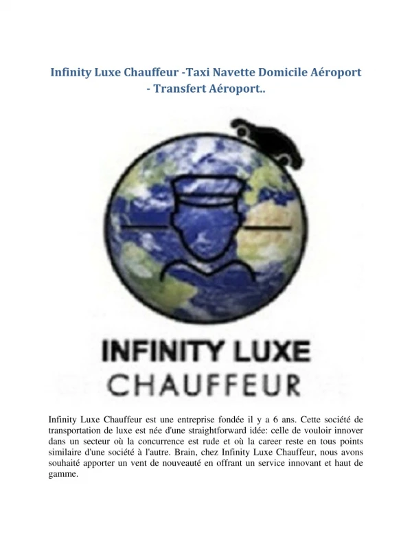 infinity luxe chauffeur taxi navette domicile