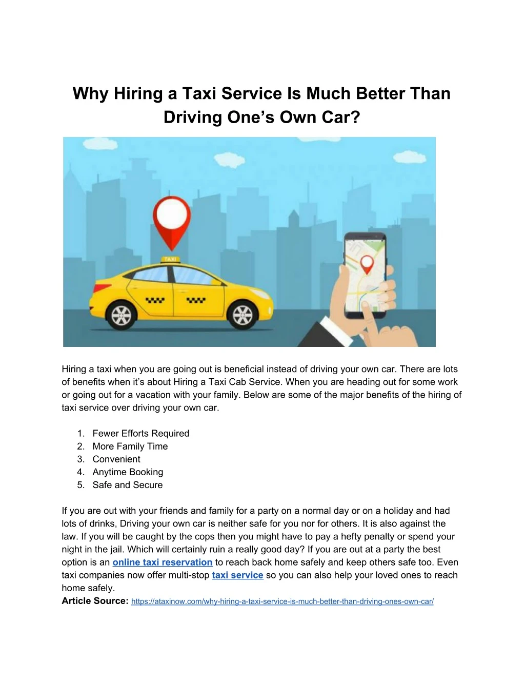 why hiring a taxi service is much better than