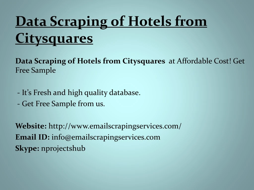 data scraping of hotels from citysquares
