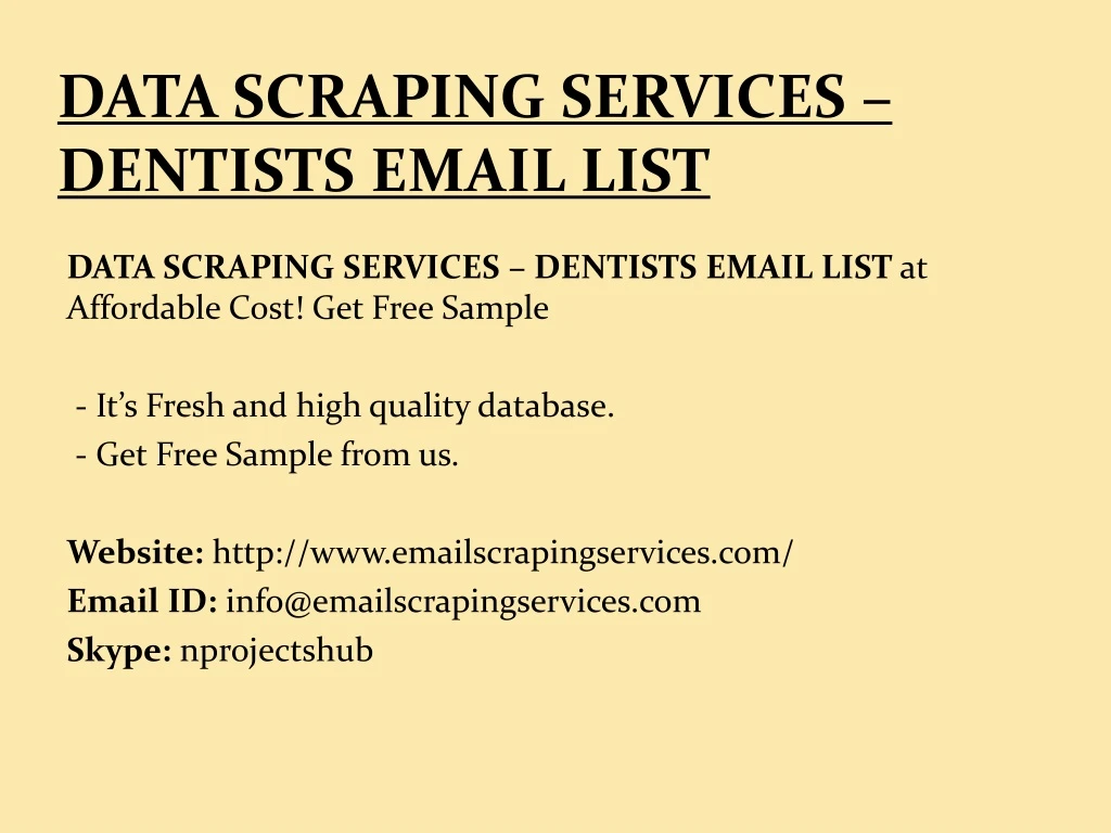 data scraping services dentists email list