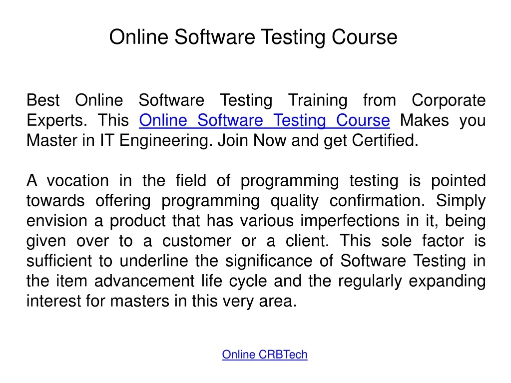 online software testing course