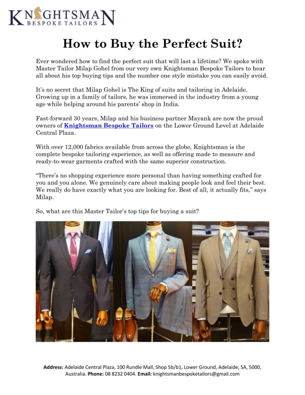 How to Buy the Perfect Suit?