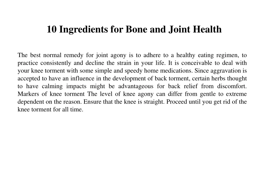10 ingredients for bone and joint health