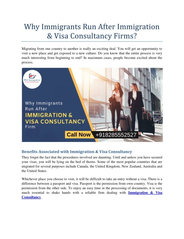 Why Immigrants Run After Immigration & Visa Consultancy Firms?