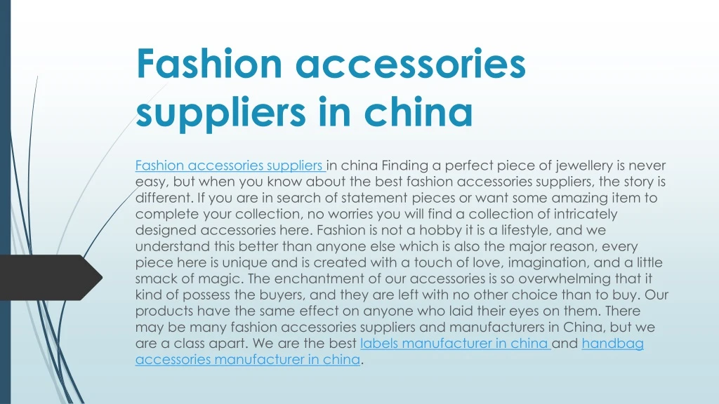 fashion accessories suppliers in china