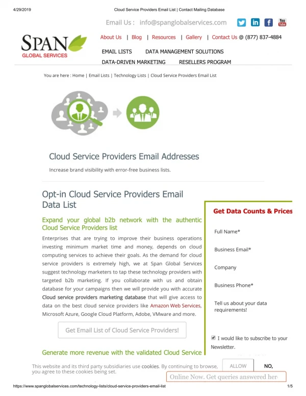 Cloud Service Providers List - Span Global Services