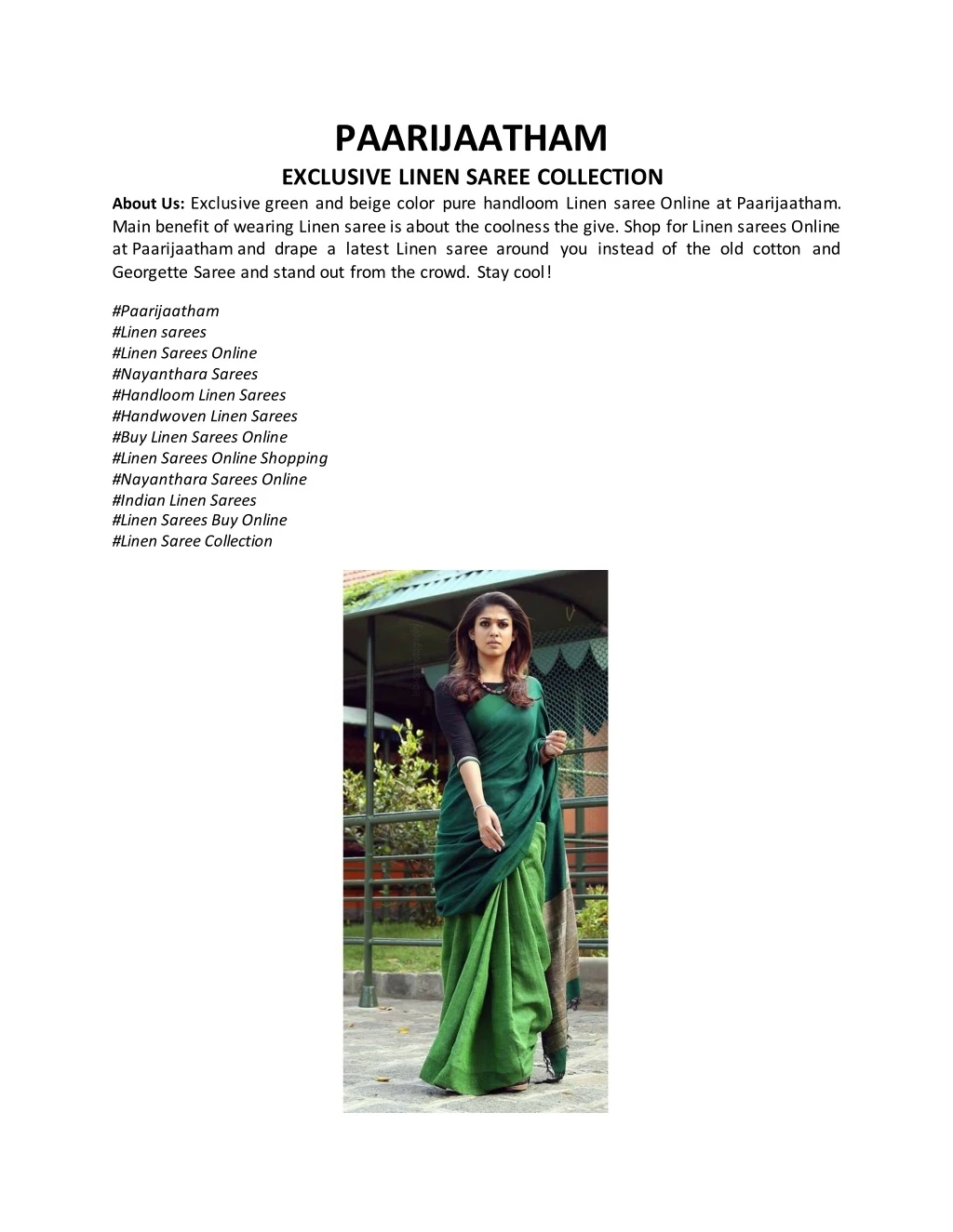 paarijaatham exclusive linen saree collection