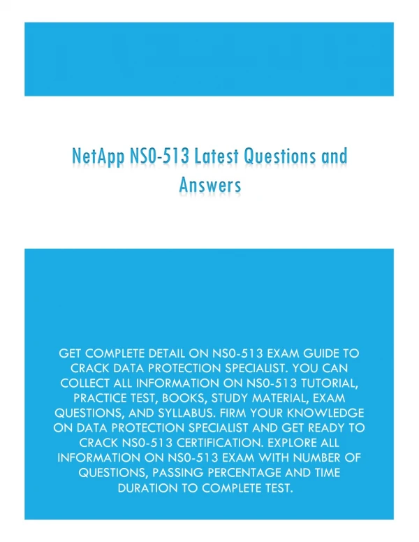 NetApp NS0-513 Latest Questions and Answers