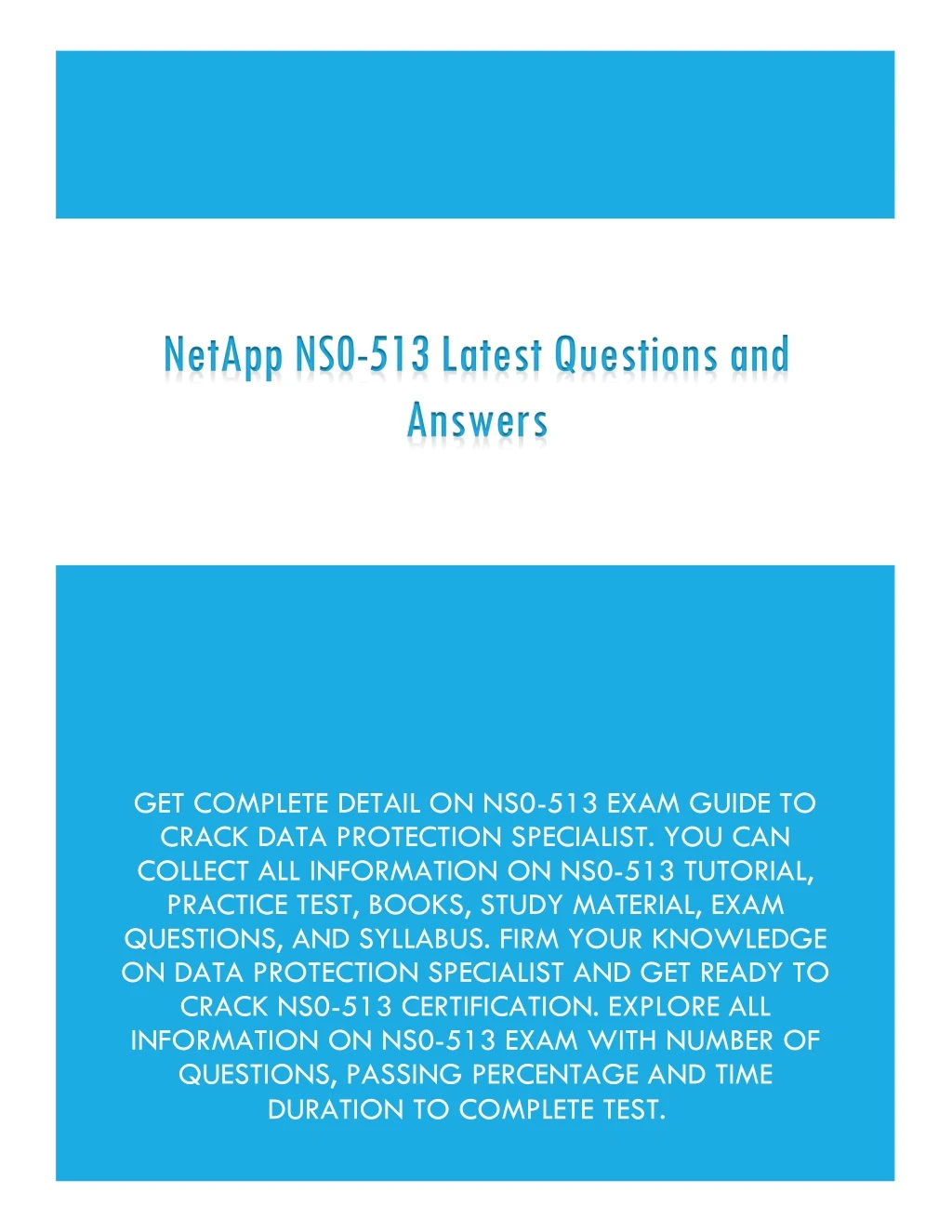 netapp ns0 513 latest questions and answers