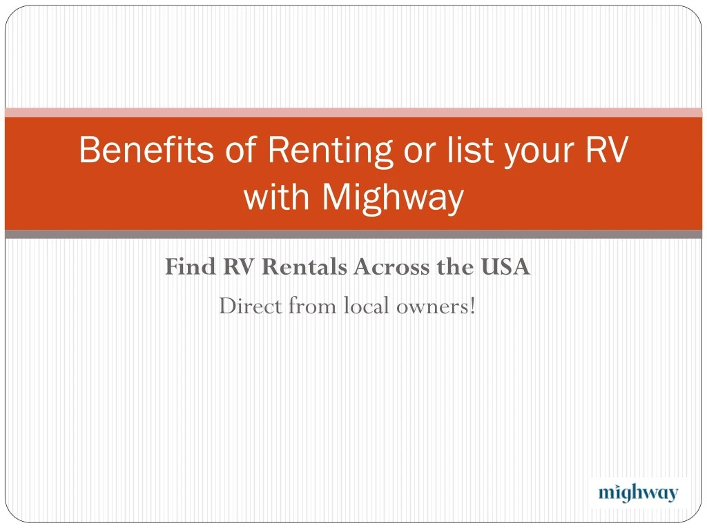 benefits of renting or list your rv with mighway