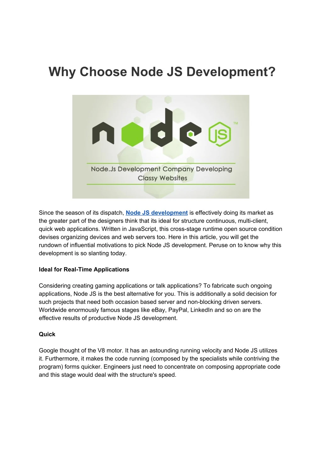 why choose node js development