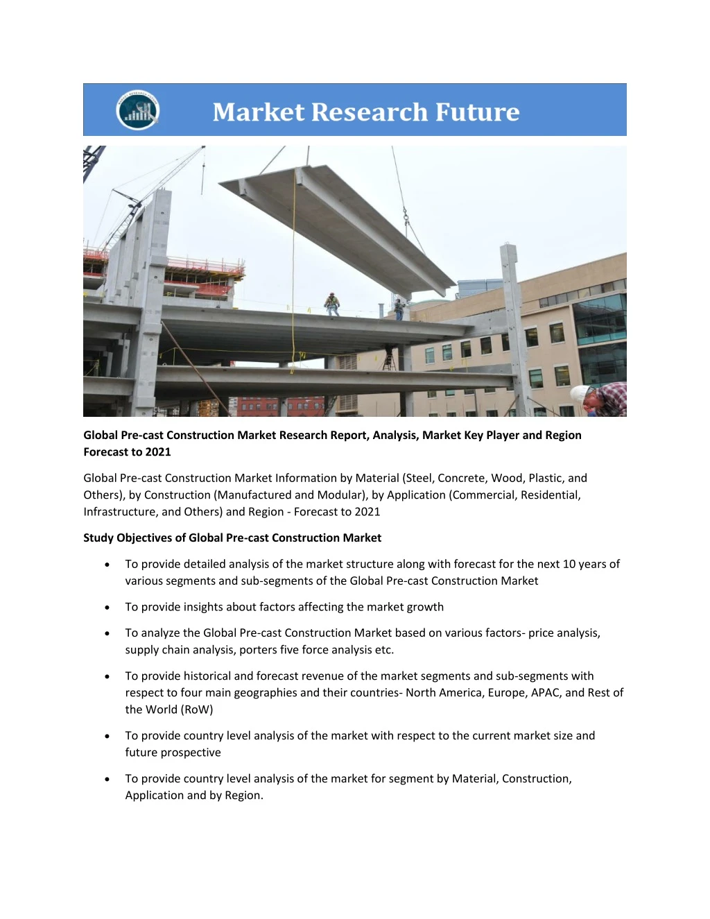 global pre cast construction market research