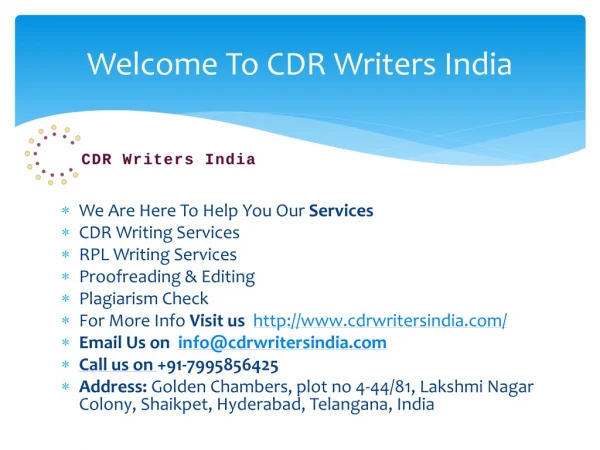 CDR Writers India | CDR Writing Services | CDR Report India | CDR Report Writers