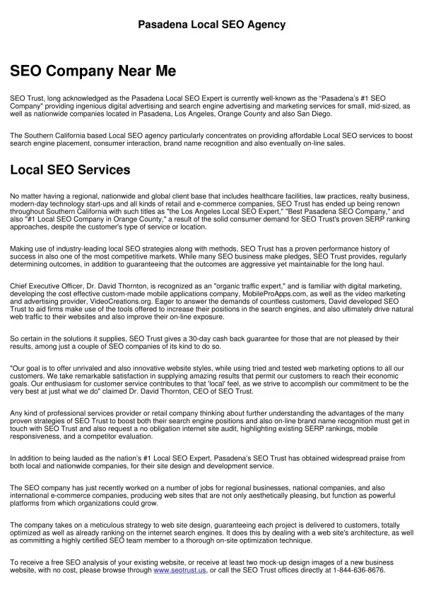 pasadena local seo agency