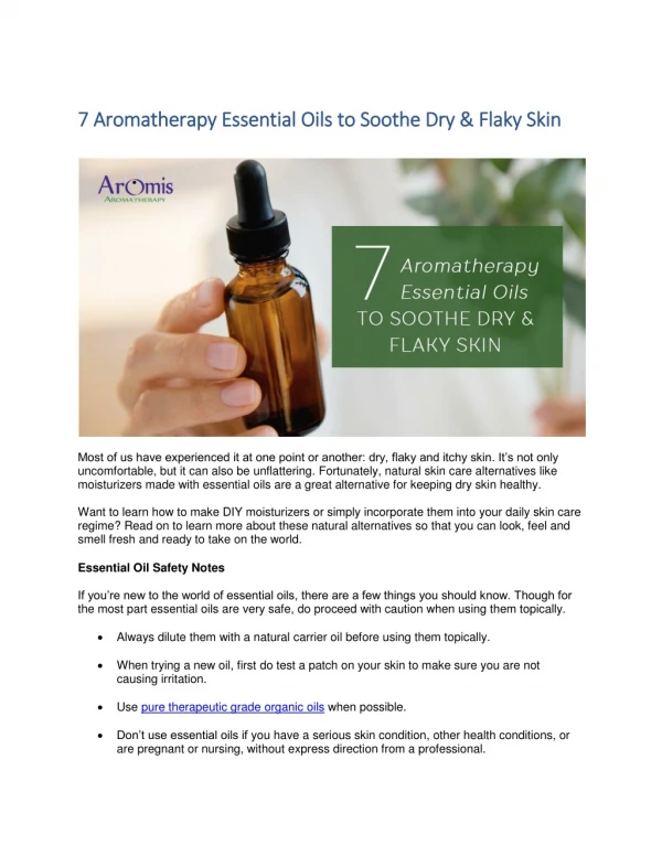 7 Aromatherapy Essential Oils to Soothe Dry & Flaky Skin