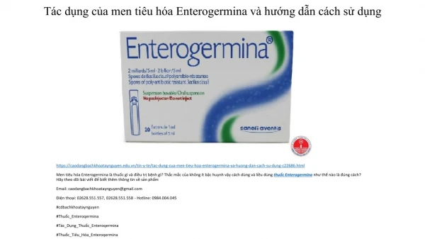 t c d ng c a men ti u h a enterogermina v h ng d n c ch s d ng