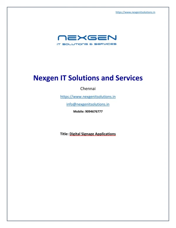 Digital signage applications - Nexgen IT Solutions and Services