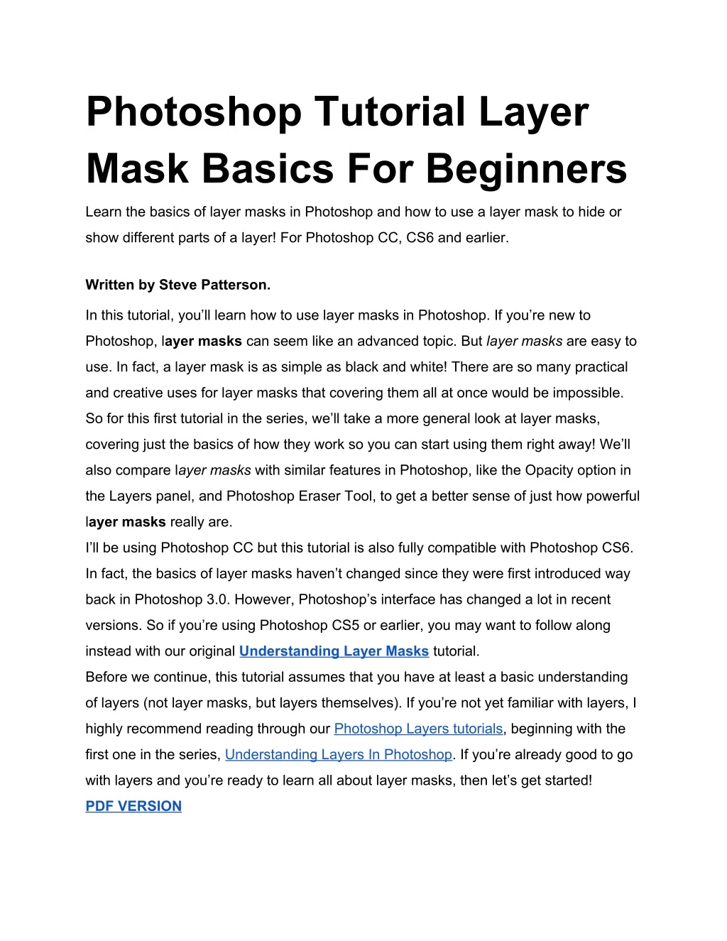 photoshop tutorial layer mask basics for beginners