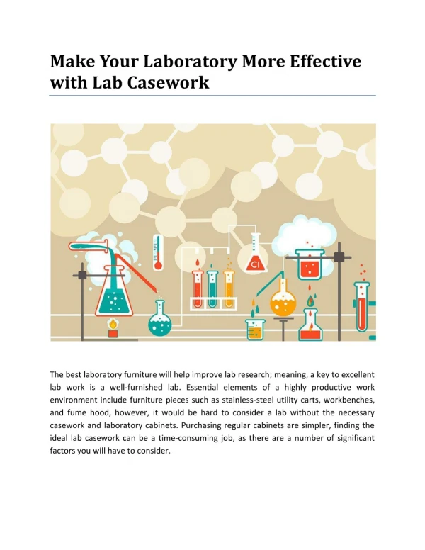 Make Your Laboratory More Effective with Lab Casework