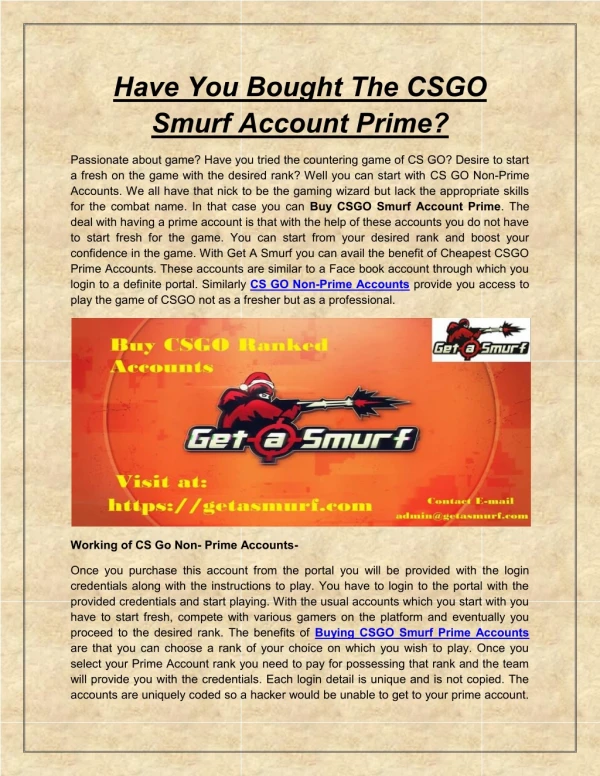 Have You Bought The CSGO Smurf Account Prime?