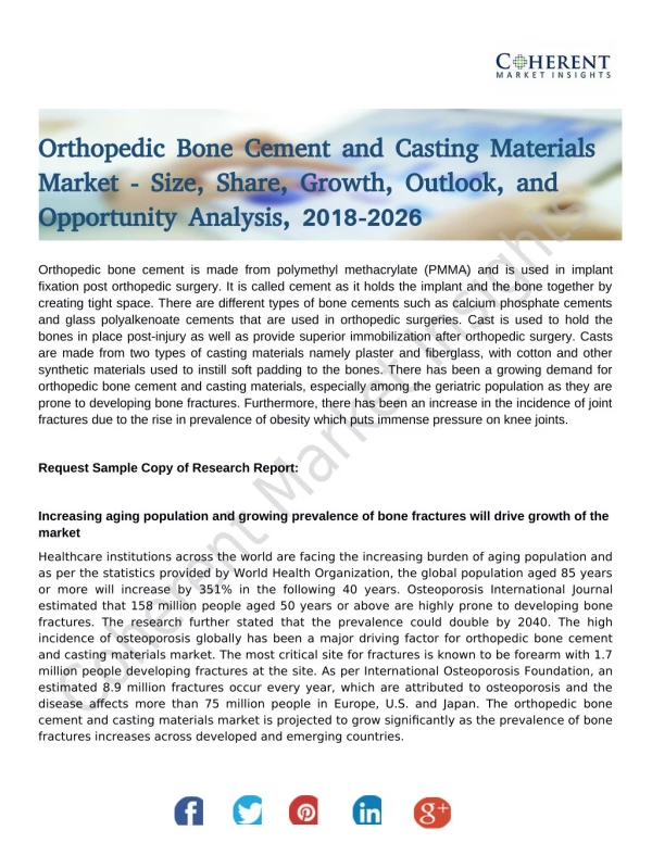 Orthopedic Bone Cement and Casting Materials Market 2026 Growth Trends by Manufacturers, Regions, Type and Application,