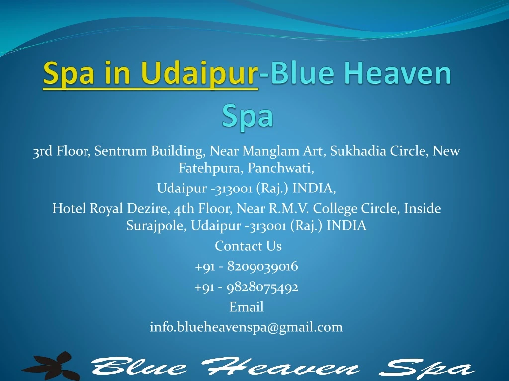 spa in udaipur blue heaven spa