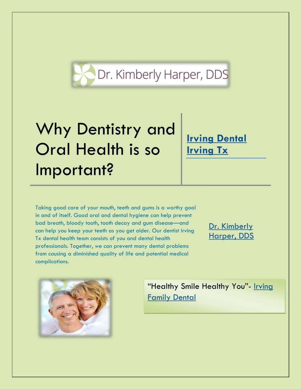 why dentistry and oral health is so important
