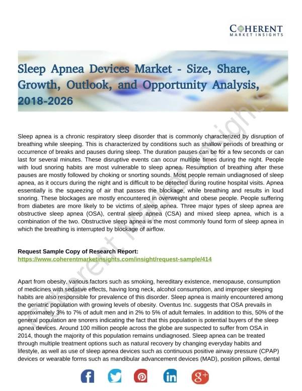 Sleep Apnea Devices Market Explores The Future And Immense Growth By 2026
