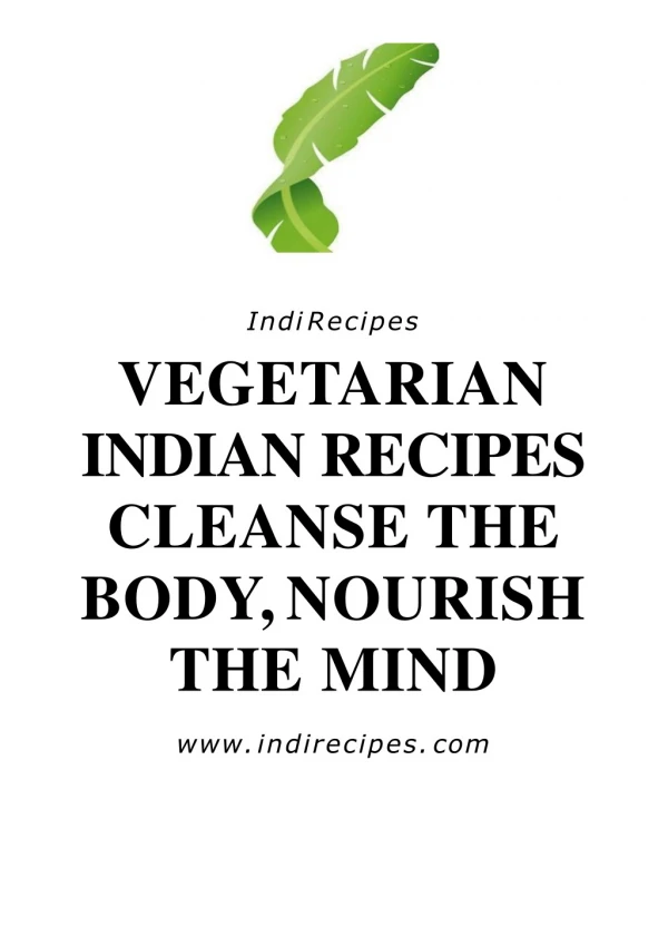 Vegetarian Indian Recipes Cleanse the Body, Nourish the Mind
