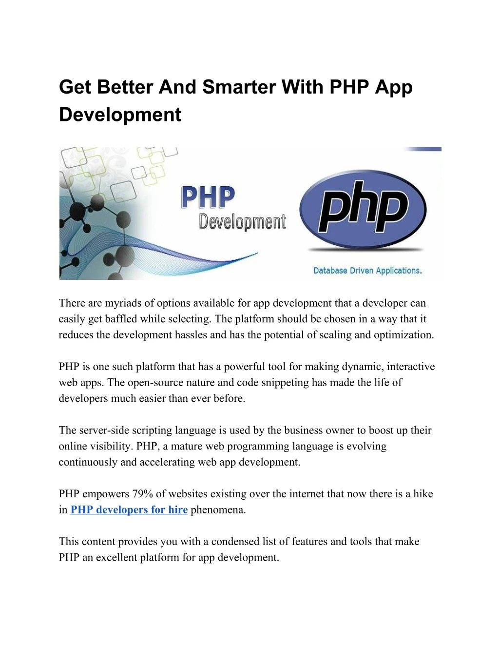 get better and smarter with php app development