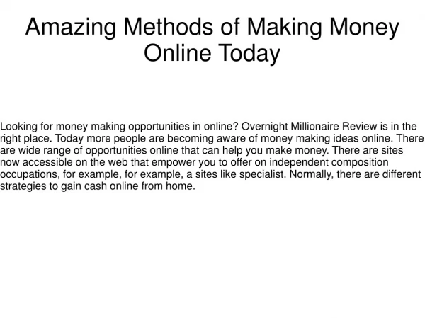 Amazing Methods of Making Money Online Today