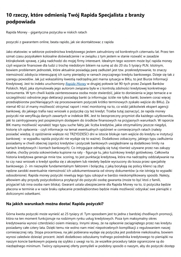 Niektórzy ludzie szczycą się tym iż mają Rapida Money a niektórzy nie - Do których należysz?