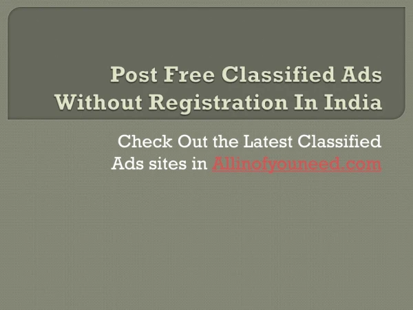 Post Free Classified Ads Without Registration In India