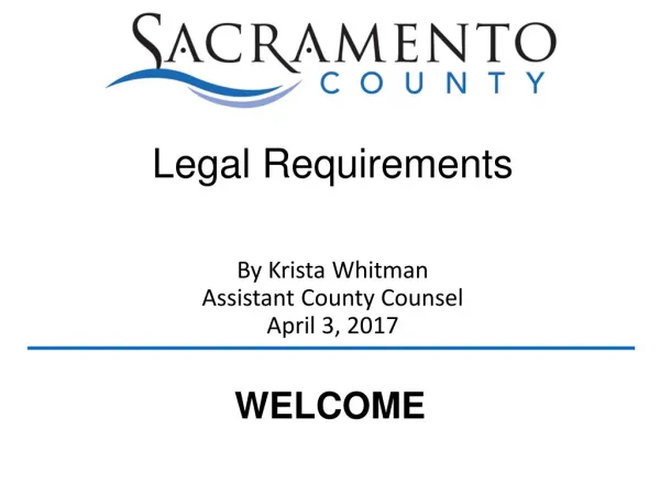 By Krista Whitman Assistant County Counsel April 3, 2017