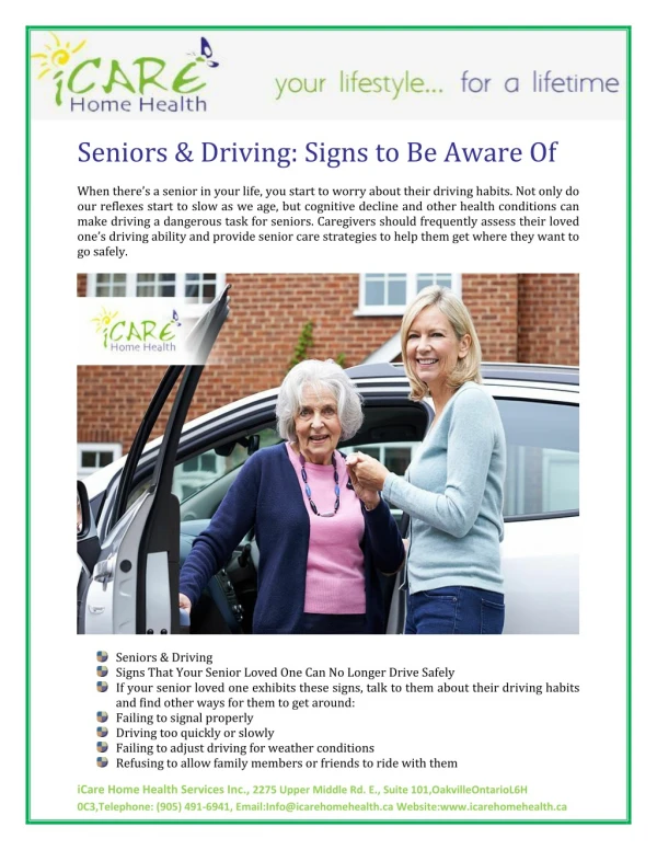 Seniors & Driving: Signs to Be Aware Of