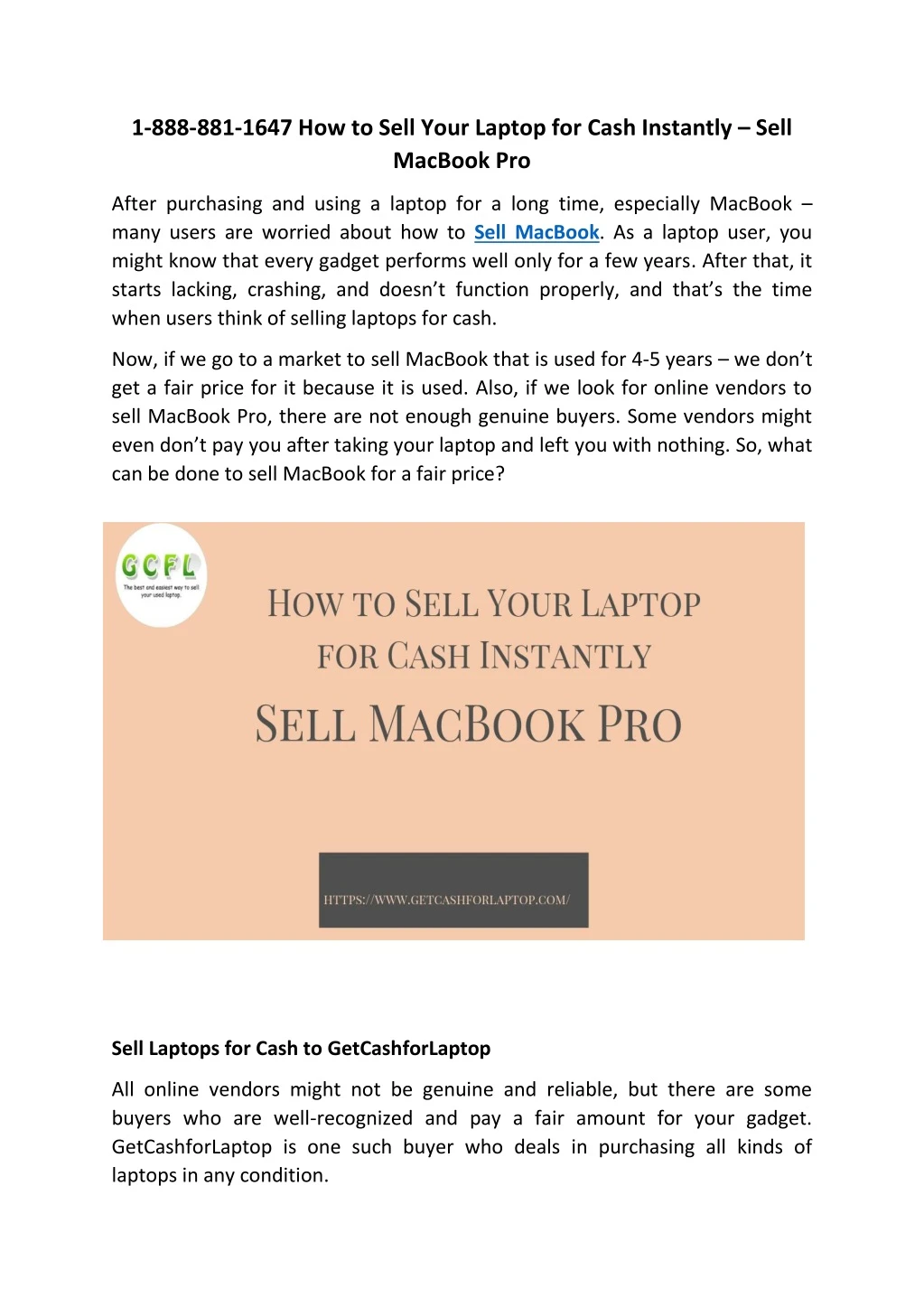 1 888 881 1647 how to sell your laptop for cash