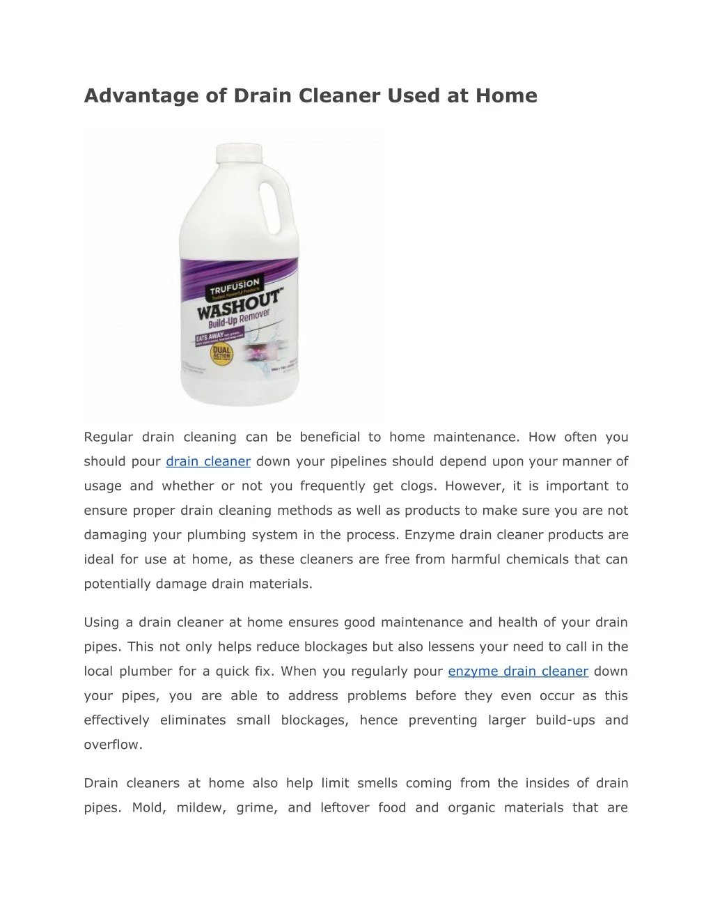 advantage of drain cleaner used at home